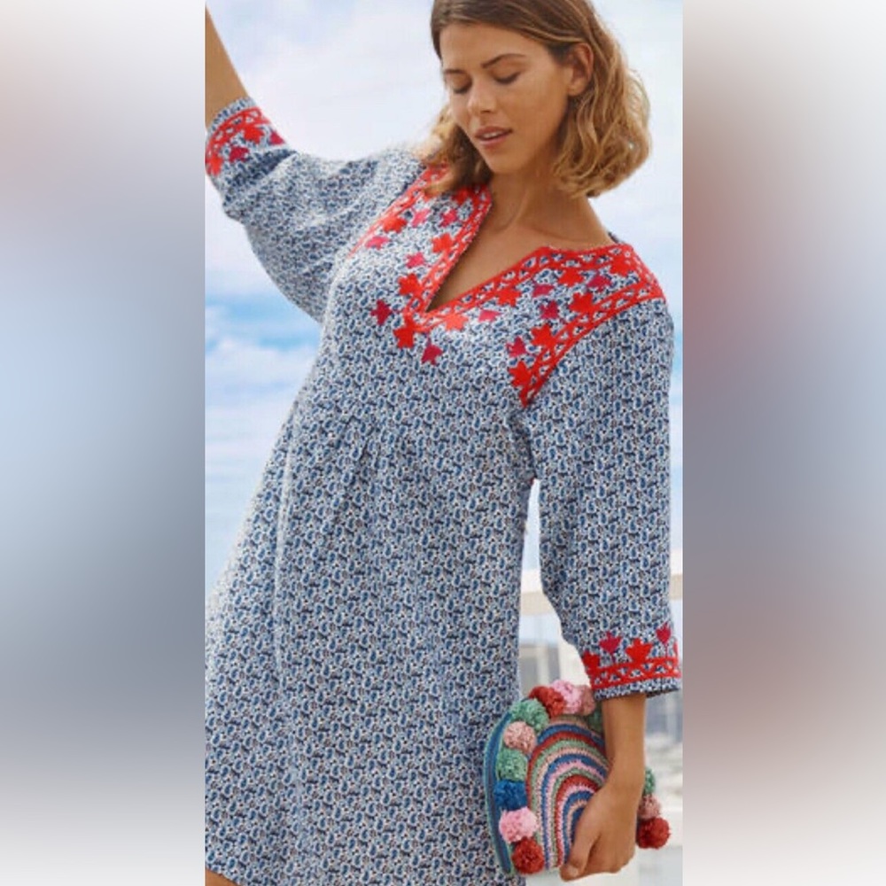 NWT Boden embroidered tunic linen dress. Size 12 fits like size 16/18